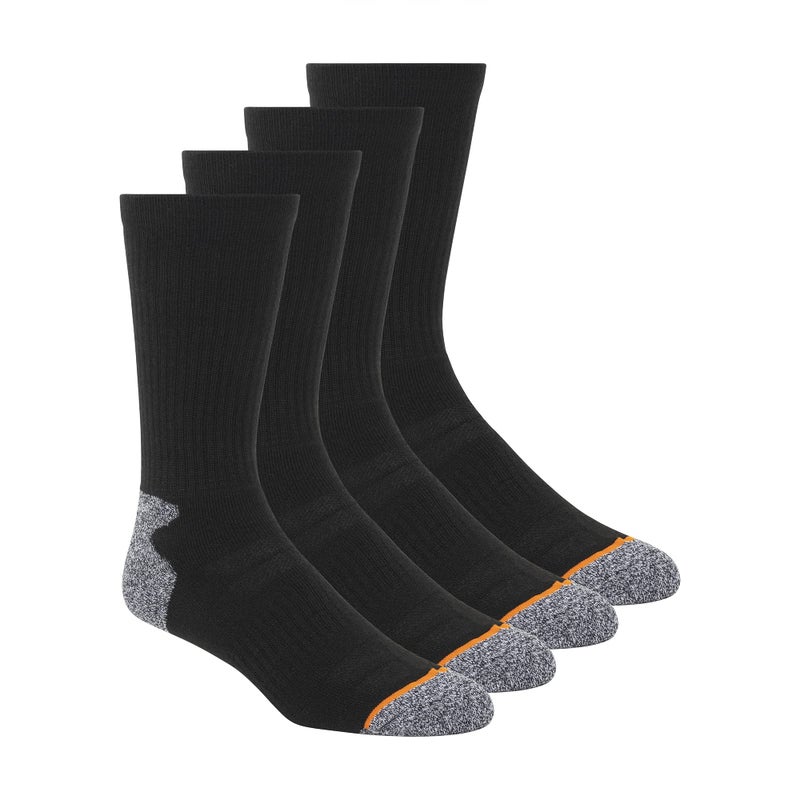 Weatherproof Mens 4 Pack Terry Crew Socks, Black, 10-13 US - Image 1